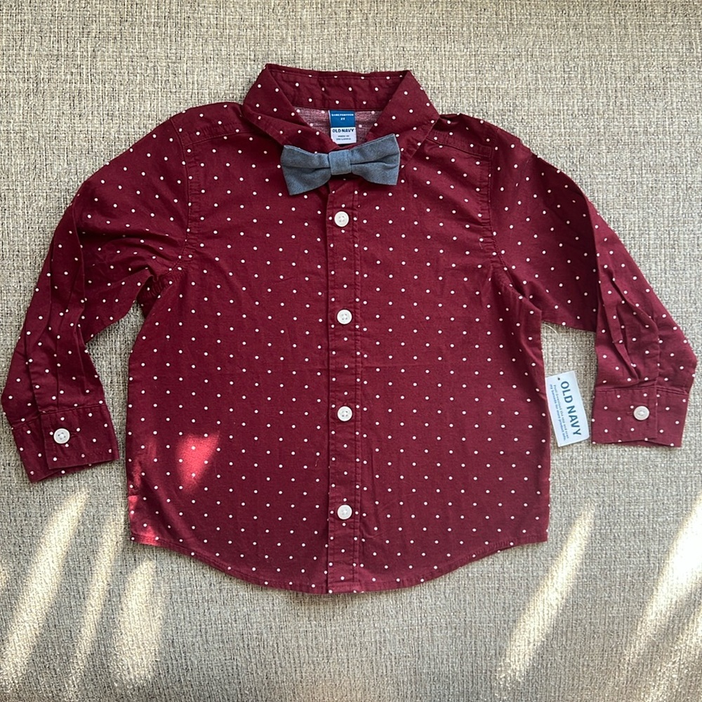 Polka Dot Button Down w/ Bow Tie || Old Navy